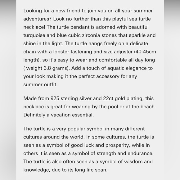 Latelita Turquoise Blue Turtle Pendant Necklace - Picture 5 of 5